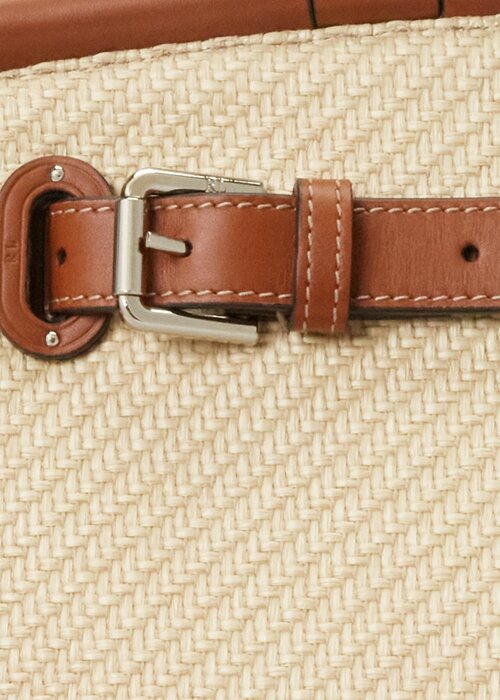 Natural Women’s Ralph Lauren Raffia & Calfskin Medium RL50 Handbag Natural Women’s Ralph Lauren Raffia & Calfskin Medium RL50 Handbag