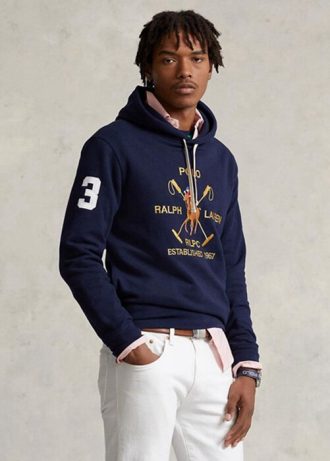 Navy Men’s Ralph Lauren Big Polo Crest Fleece  Hoodie