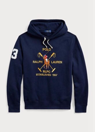 Navy Men’s Ralph Lauren Big Polo Crest Fleece  Hoodie