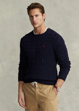 Navy Men’s Ralph Lauren Cable-knit Cotton Jumper  Sweaters