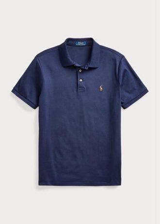 Navy Men’s Ralph Lauren Custom Slim Fit Soft Cotton Polo Shirts