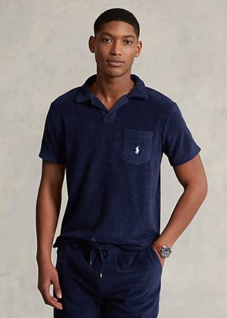 Navy Men’s Ralph Lauren Custom Slim Fit Terry Polo Shirts