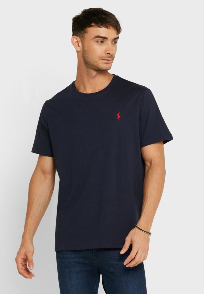 Navy Men’s Ralph Lauren Embroidered Logo Crew Neck T Shirts