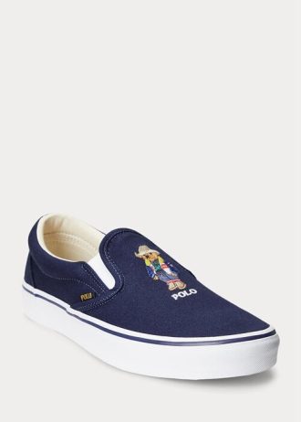 Navy Men’s Ralph Lauren Keaton Polo Bear Slip-On Sneakers