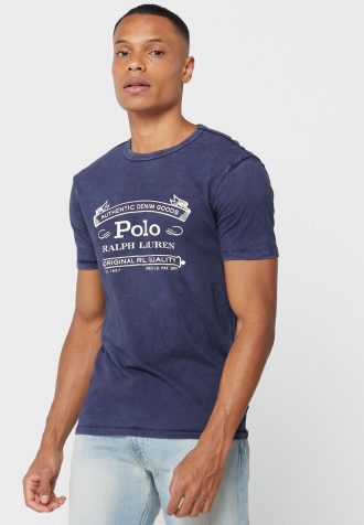 Navy Men’s Ralph Lauren Logo Crew Neck T Shirts
