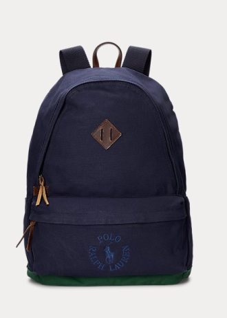 Navy Men’s Ralph Lauren Logo-Embroidered Canvas Backpacks