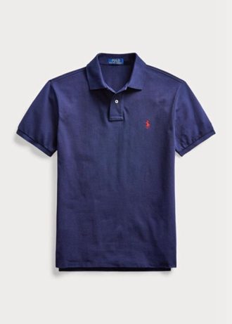 Navy Men’s Ralph Lauren Slim Fit Mesh  Polo Shirts