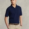 Navy Men’s Ralph Lauren Stretch Mesh Zip Polo Shirts