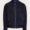 Navy Men’s Ralph Lauren Suede Bomber   Jackets
