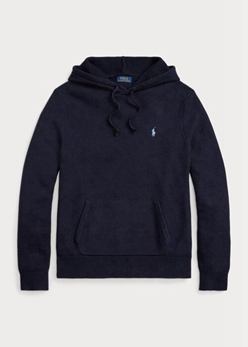 Navy Men’s Ralph Lauren Textured Cotton Hooded Jumper Sweaters Navy Men’s Ralph Lauren Textured Cotton Hooded Jumper Sweaters