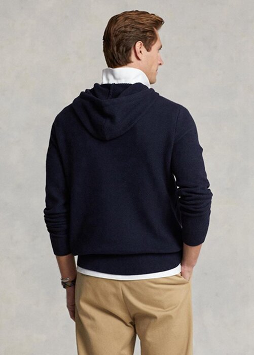 Navy Men’s Ralph Lauren Textured Cotton Hooded Jumper Sweaters Navy Men’s Ralph Lauren Textured Cotton Hooded Jumper Sweaters