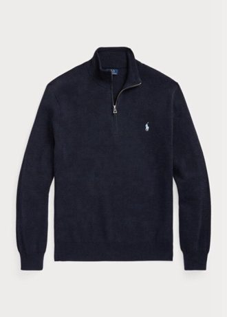 Navy Men’s Ralph Lauren Textured Cotton Quarter-zip Jumper  Sweaters