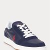 Navy / Red Men’s Ralph Lauren Court Leather-Suede Sneakers