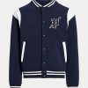 Navy / White Men’s Ralph Lauren Fleece Letterman Jackets