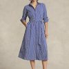 Navy / White Women’s Ralph Lauren Belted Striped Dress