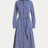 Navy / White Women’s Ralph Lauren Belted Striped Dress