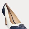 Navy / White Women’s Ralph Lauren Lynden Nappa & Burnished Leather Heels