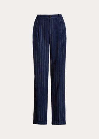 Navy / White Women’s Ralph Lauren Pinstripe Twill Straight Pants