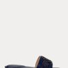Navy Women’s Ralph Lauren Alegra Crocodile-Embossed Leather Flat Shoes