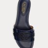 Navy Women’s Ralph Lauren Alegra Crocodile-Embossed Leather Flat Shoes