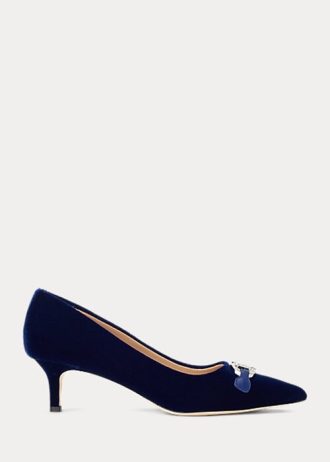 Navy Women’s Ralph Lauren Amory Velvet Heels