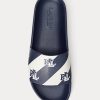 Navy Women’s Ralph Lauren Audrina Logo Faux-Leather Sandals