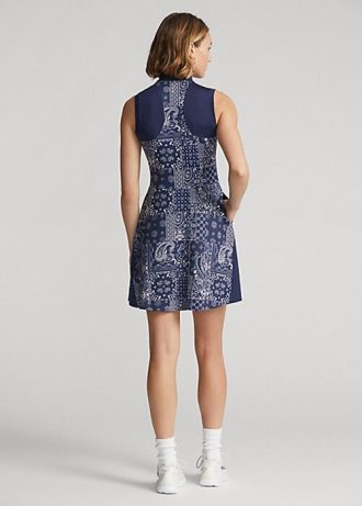 Navy Women’s Ralph Lauren Bandana-Print Paneled Jersey Dress