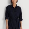 Navy Women’s Ralph Lauren Belted Linen Shirts Navy Women’s Ralph Lauren Belted Linen Shirts