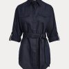 Navy Women’s Ralph Lauren Belted Linen Shirts Navy Women’s Ralph Lauren Belted Linen Shirts