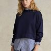 Navy Women’s Ralph Lauren Boxy Suede-Patch French Terry Sweatshirts
