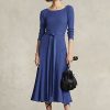 Navy Women’s Ralph Lauren Cotton Boatneck Midi Dress