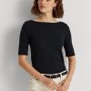 Navy Women’s Ralph Lauren Cotton Boatneck Tops Navy Women’s Ralph Lauren Cotton Boatneck Tops