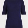 Navy Women’s Ralph Lauren Cotton Boatneck Tops Navy Women’s Ralph Lauren Cotton Boatneck Tops