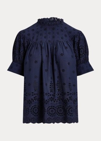 Navy Women’s Ralph Lauren Eyelet-Embroidered Cotton Tops
