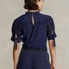 Navy Women’s Ralph Lauren Eyelet-Embroidered Cotton Tops