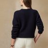 Navy Women’s Ralph Lauren Flag Cashmere Crewneck Sweaters