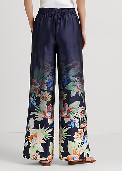 Navy Women’s Ralph Lauren Floral Charmeuse Wide-Leg Pants Navy Women’s Ralph Lauren Floral Charmeuse Wide-Leg Pants