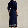 Navy Women’s Ralph Lauren Floral-Embroidered Gauze Maxidress Dress