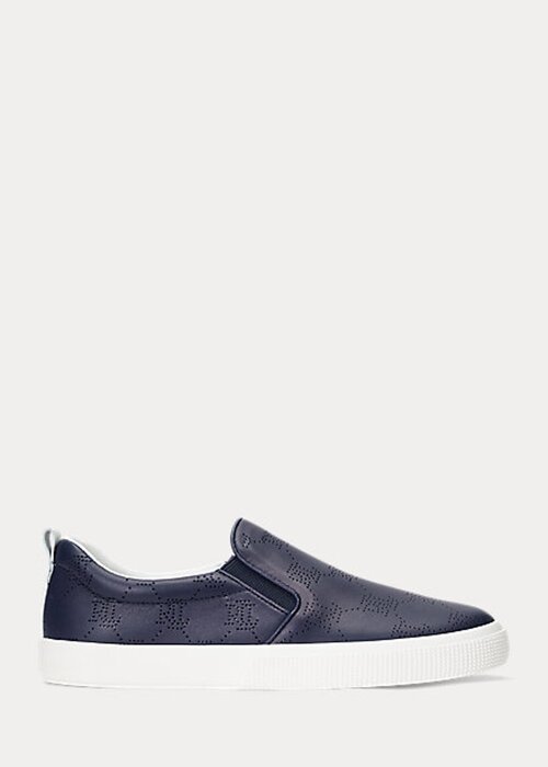 Navy Women’s Ralph Lauren Haddley Logo Leather Slip-On Sneakers Navy Women’s Ralph Lauren Haddley Logo Leather Slip-On Sneakers