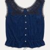 Navy Women’s Ralph Lauren Indigo Crochet-trim Camisole Shirts Navy Women’s Ralph Lauren Indigo Crochet-trim Camisole Shirts