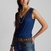 Navy Women’s Ralph Lauren Indigo Crochet-trim Camisole Shirts Navy Women’s Ralph Lauren Indigo Crochet-trim Camisole Shirts