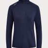 Navy Women’s Ralph Lauren Jersey Quarter-zip Pullover Sweatshirts
