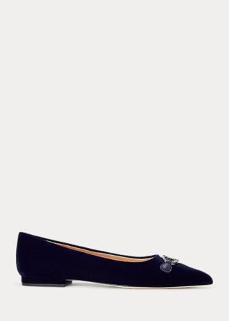 Navy Women’s Ralph Lauren Lilah Velvet Ballet Flat Shoes