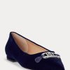 Navy Women’s Ralph Lauren Lilah Velvet Ballet Flat Shoes