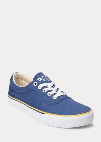 Navy Women’s Ralph Lauren Logo Cotton Canvas Sneakers