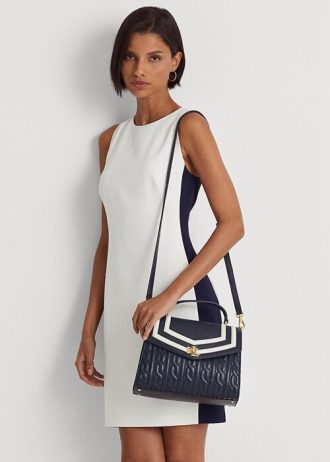 Navy Women’s Ralph Lauren Nappa Leather Medium Farrah Satchel Bags