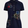 Navy Women’s Ralph Lauren Patchwork Piqué Polo Shirts Navy Women’s Ralph Lauren Patchwork Piqué Polo Shirts