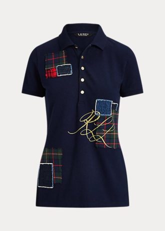 Navy Women’s Ralph Lauren Patchwork Piqué Polo Shirts