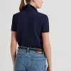 Navy Women’s Ralph Lauren Patchwork Piqué Polo Shirts Navy Women’s Ralph Lauren Patchwork Piqué Polo Shirts
