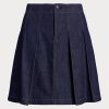 Navy Women’s Ralph Lauren Pleated Denim Miniskirt Skirts